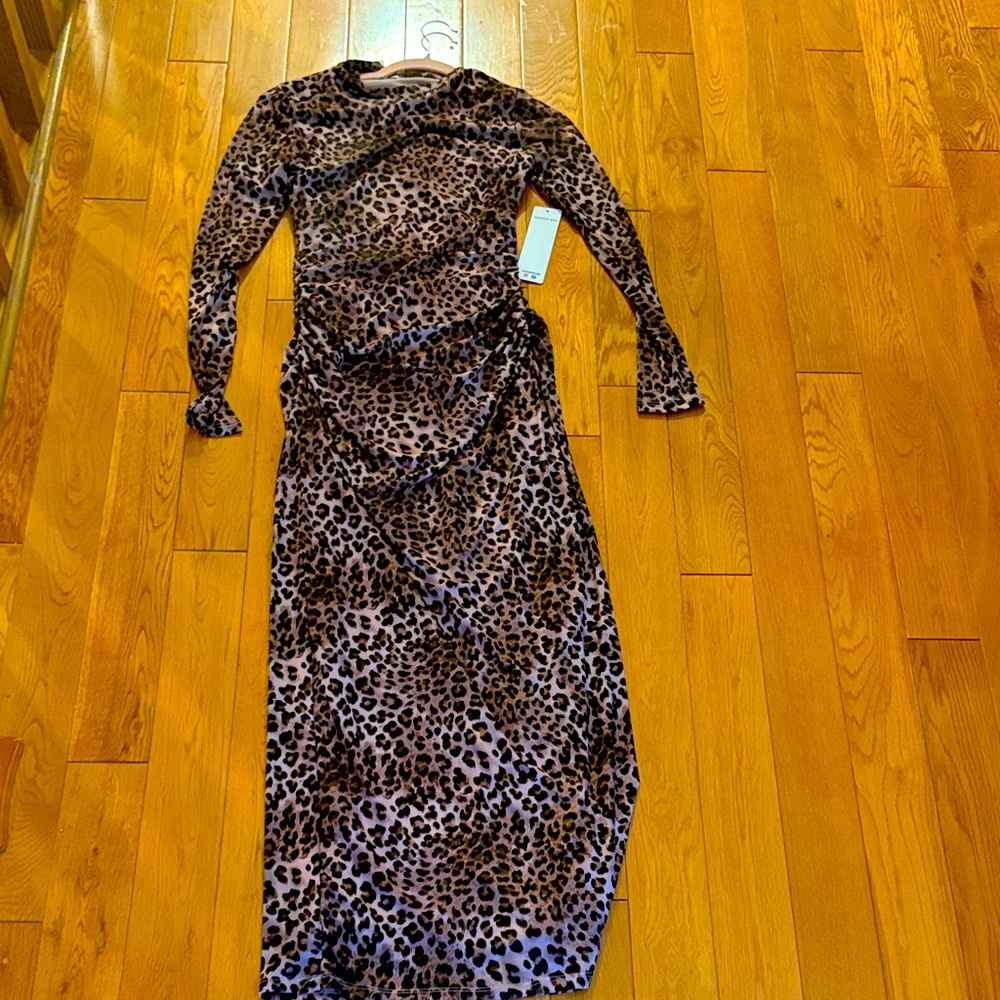 Leopard Print Long Sleeve Dress